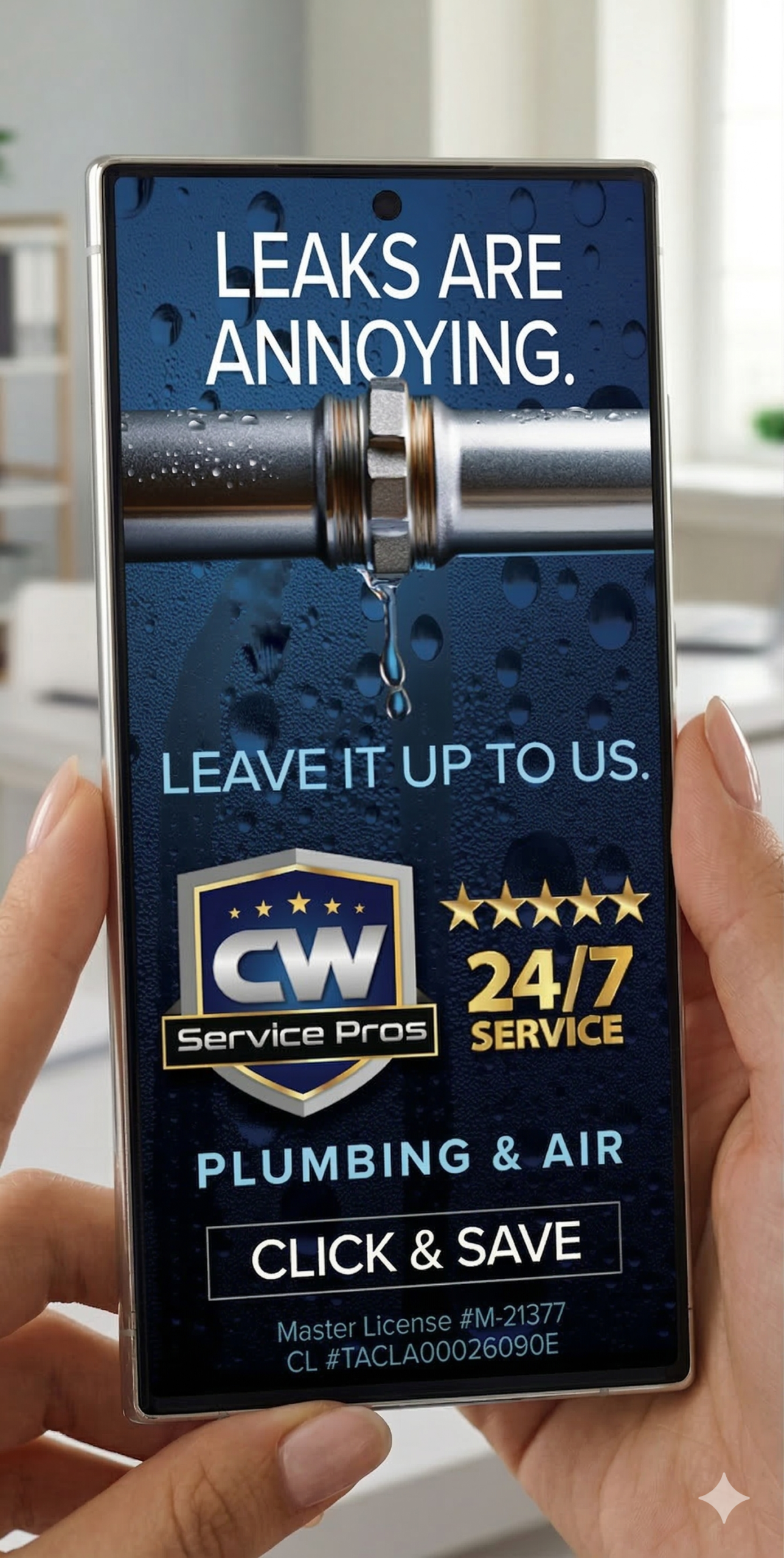 CW Service Pros phone ad mockup